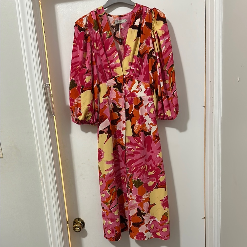 Floral Pink and Yellow Women's Dress